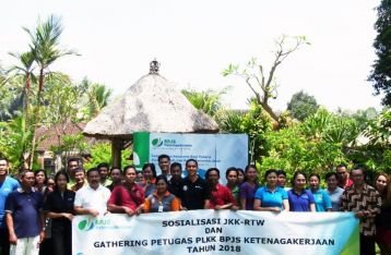 OPTIMALKAN PELAYANAN, BPJS KETENAGAKERJAAN GIANYAR GELAR GATHERING BERSAMA PLKK